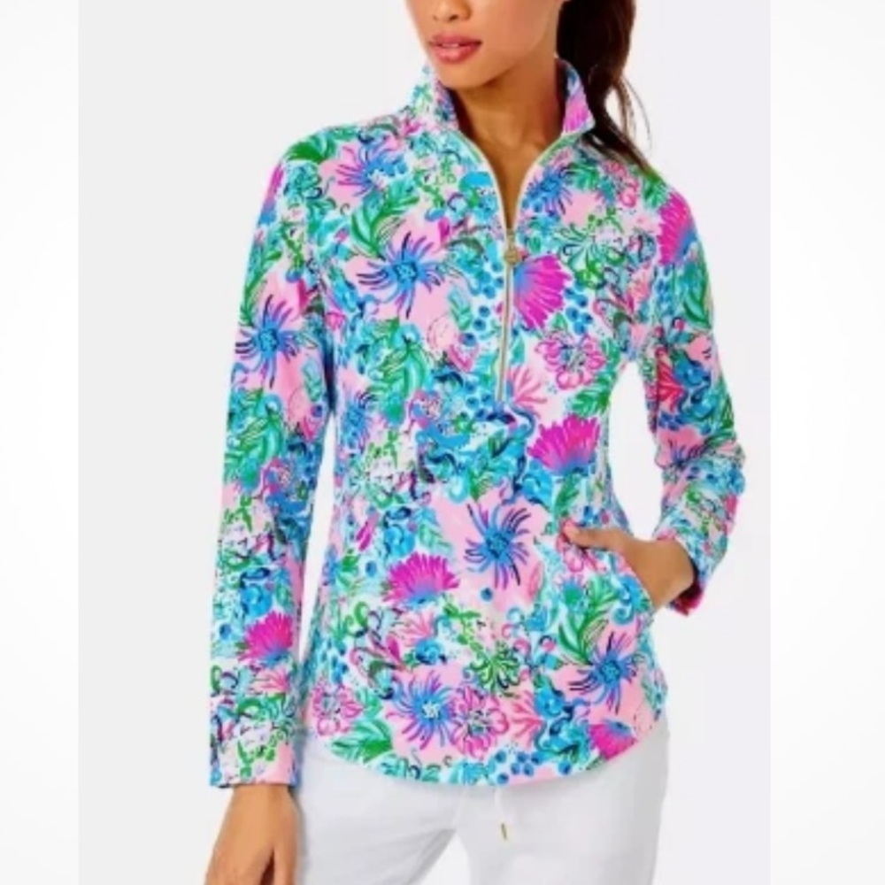 Lilly Pulitzer Pink and Blue Floral Hoodie